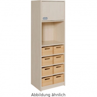 Schränke mit 8 Massivholzkästen, mit Sichtfenster, Tür rechts 